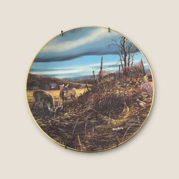 Vintage 90s Terry Redlin Sharing The Bounty Plate - Picture 1 of 2